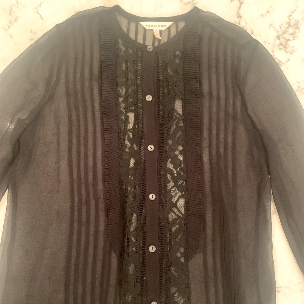 Sheer black blouse by Rebecca Taylor size 2
